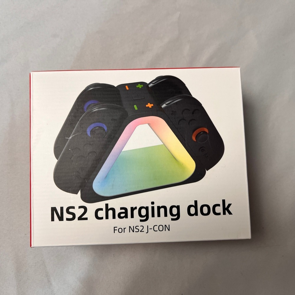 NS2 Charging Dock for Nintendo Switch Joy-Con 4-in-1 RGB LED Station Black NEW‎